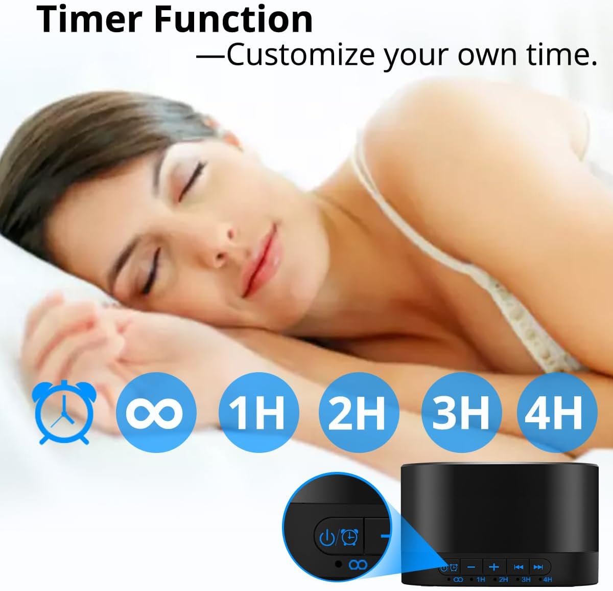 Máquina de sonido blanco Magicteam con 20 sonidos naturales relajantes sin bucle, función de memoria, 32 niveles de volumen, alimentada por CA o USB y temporizador de terapia de sonido para dormir