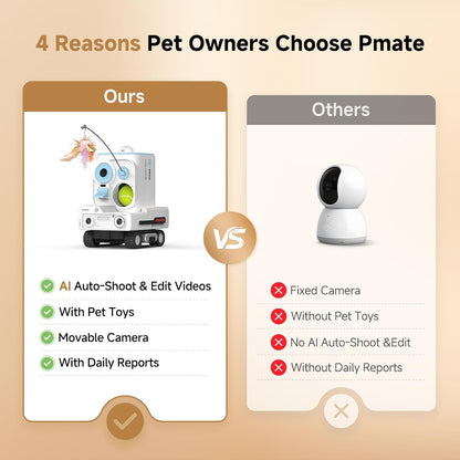 PICKFUN Pmate AI Pet Camera Robot Companion para perros y gatos, cá...