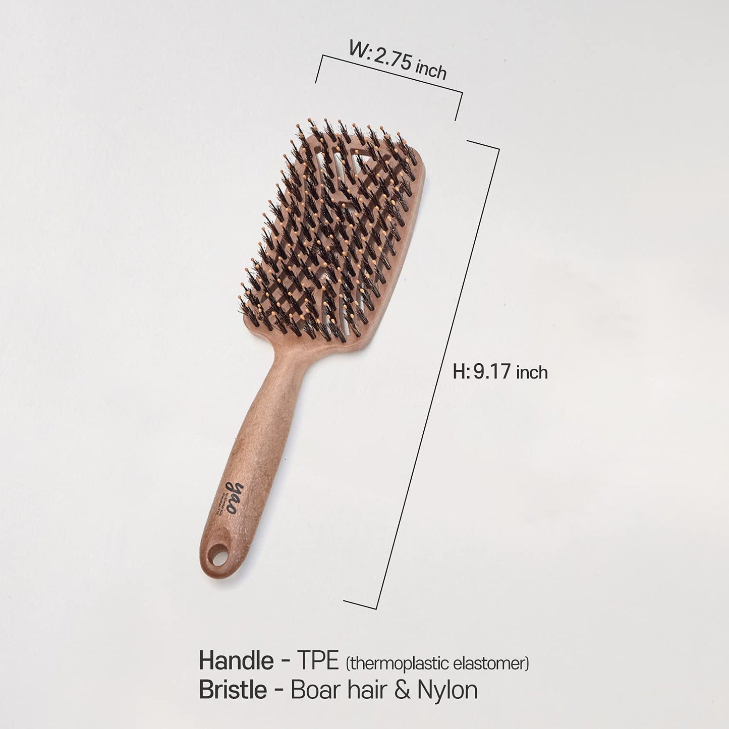 Yao - Cepillo de cerdas de jabalí, desenredante de cabello grueso y rizado ventilado para mujeres y niños, cabello brillante y texturizado
