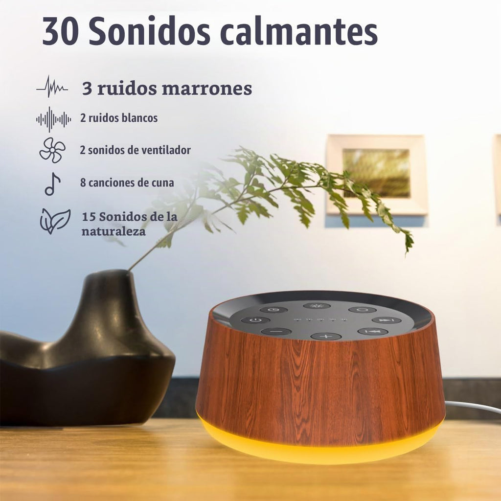 Máquina de Sonido de Ruido Marrón con 30 Sonidos Relajantes, Luz No...