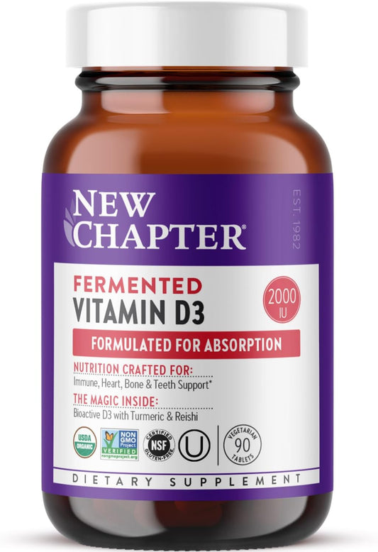 New Chapter Vitamina D3 fermentada de 2,000 UI, orgánica, un diario...