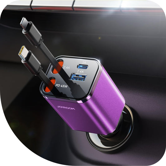 [2026 Ultra-compacto] Cargador retráctil para automóvil USB C 84 W,...