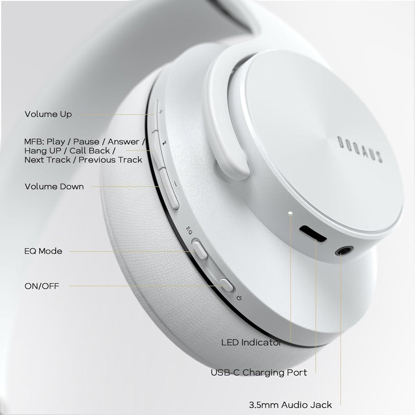 DOQAUS Auriculares Bluetooth sobre la oreja, tiempo de reproducción...