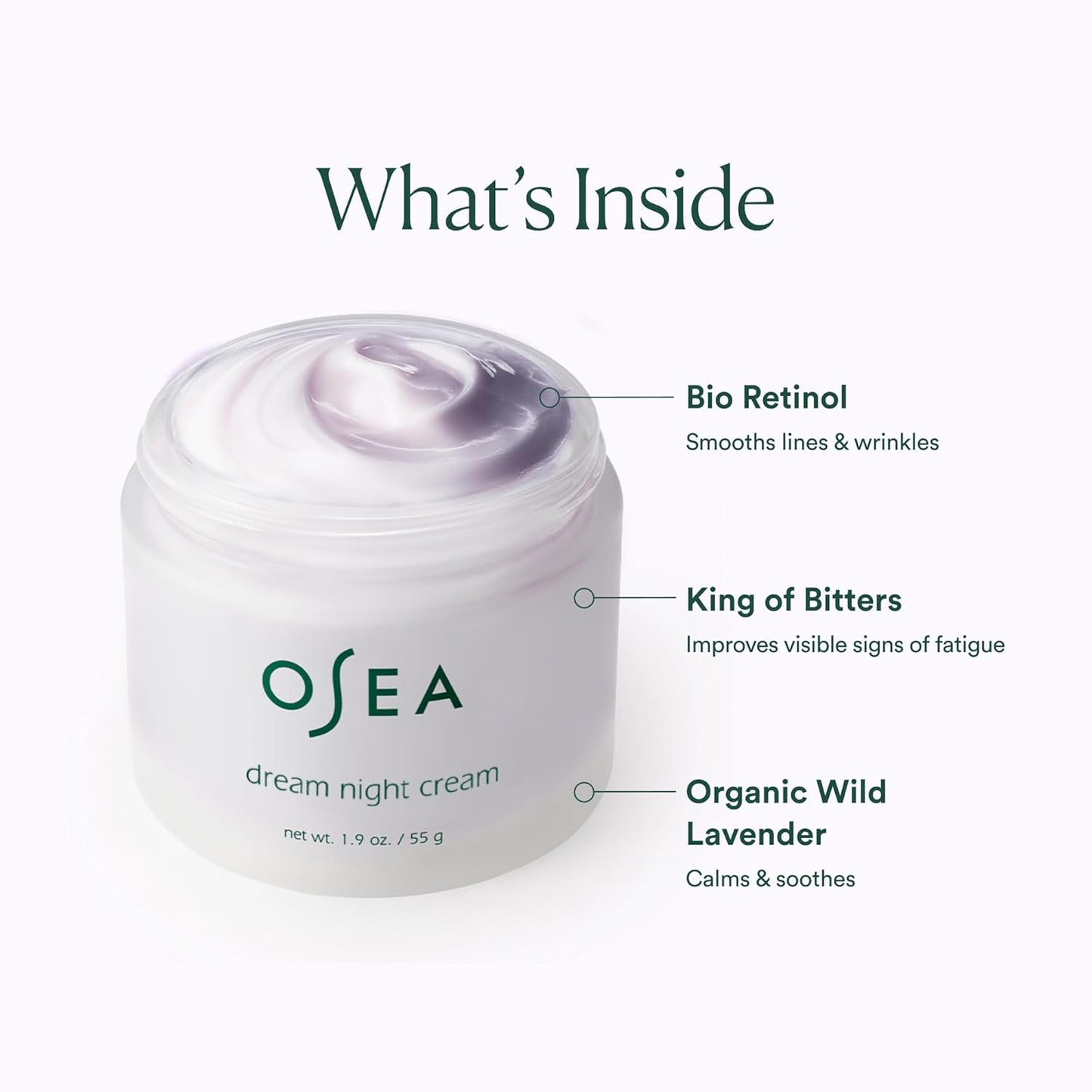 OSEA Dream Crema Nocturna - Crema Facial Hidratante Antiedad con Bio Retinol Derivado de Algas - Hidrata, Reafirma y Suaviza Líneas y Arrugas