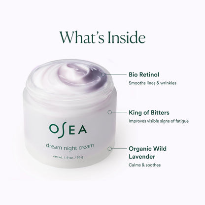 OSEA Dream Crema Nocturna - Crema Facial Hidratante Antiedad con Bio Retinol Derivado de Algas - Hidrata, Reafirma y Suaviza Líneas y Arrugas