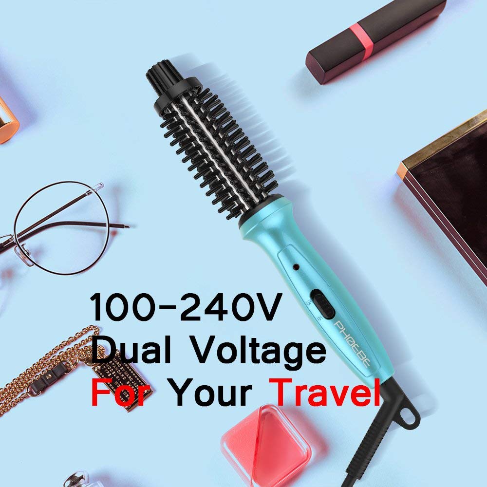 Mini rizador PHOEBE de 3/4 pulgadas de doble voltaje de cerámica turmalina iónico con bolsa de viaje para Europa, profesional, viaje para cabello corto