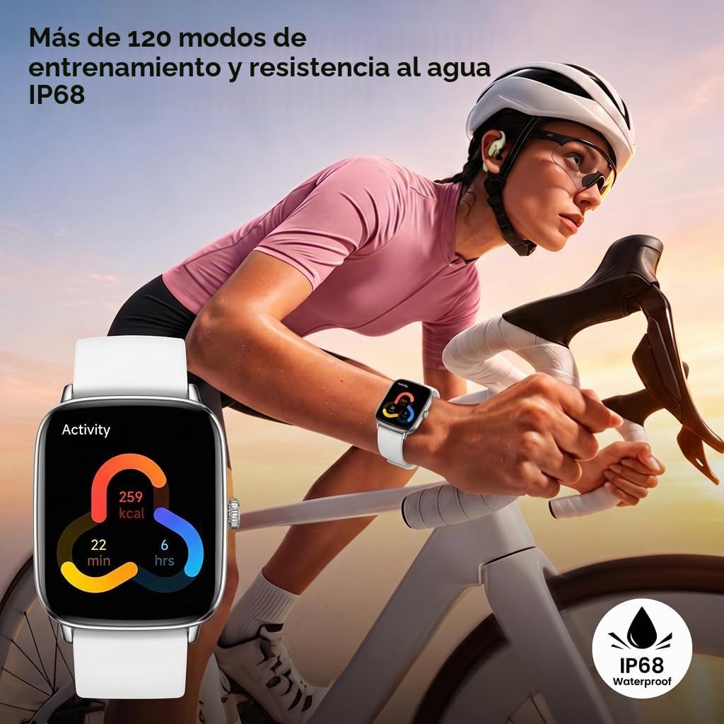 Tensky Reloj inteligente para mujer, 1.85 pulgadas HD AMOLED Fitnes...