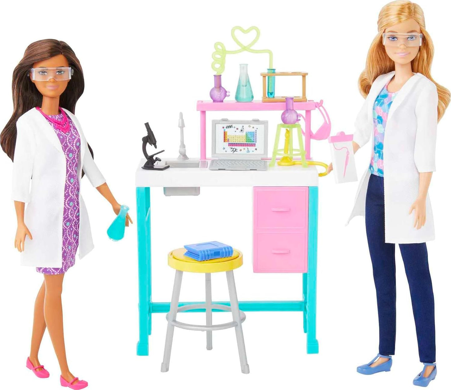 Barbie Juego de laboratorio científico con 2 muñecas, banco de labo...