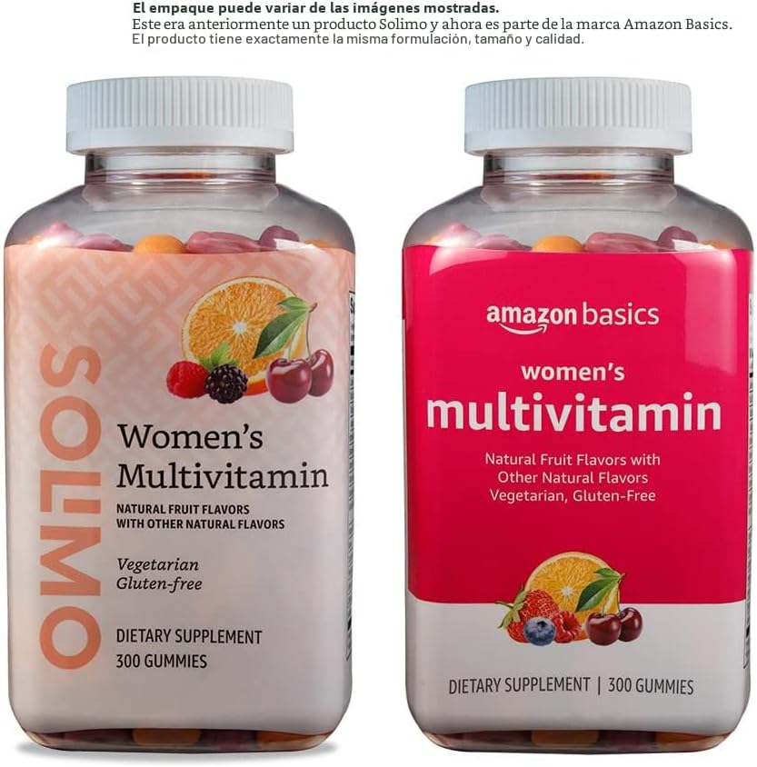 Amazon Basics Multivitamínico para mujeres, sabor a bayas mixtas, v...