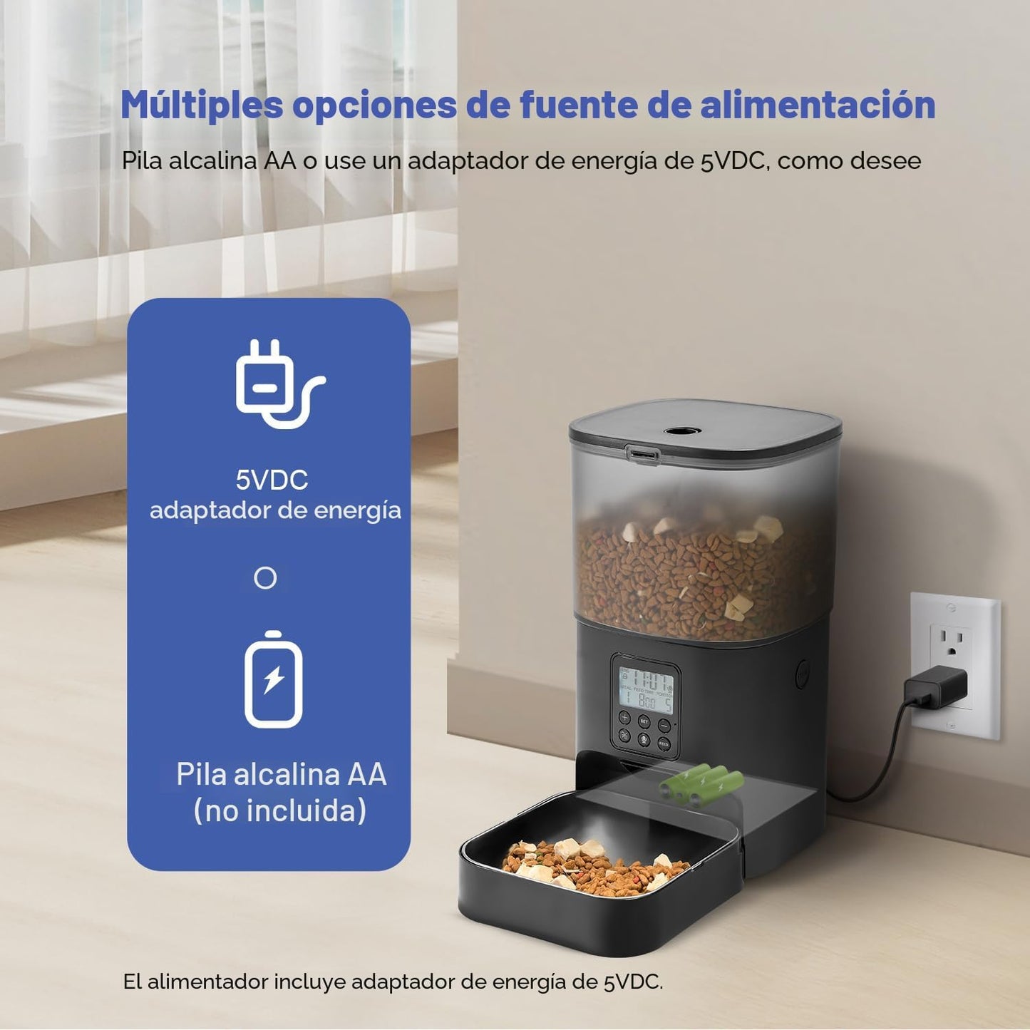 Comedero automático para gatos, dispensador de comida para gatos co...