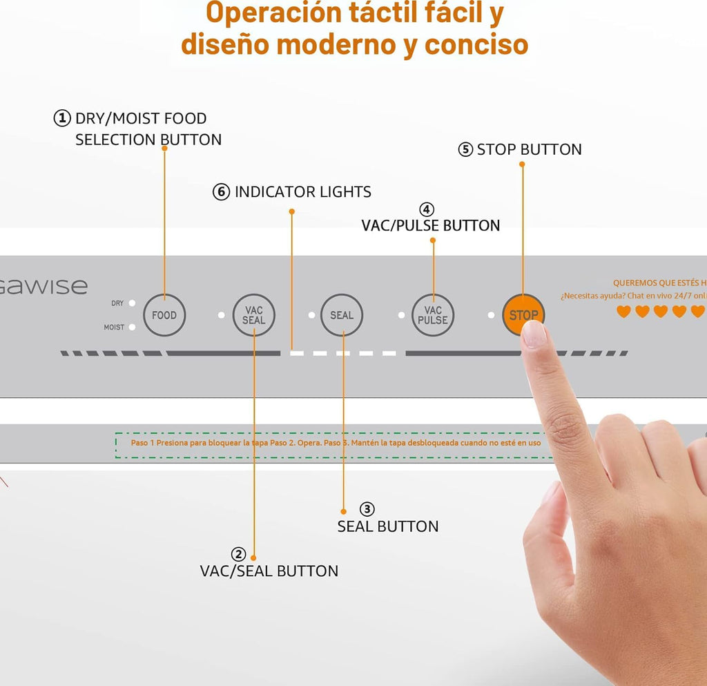 MEGAWISE - Máquina selladora al vacío, sellador de alimentos portát...