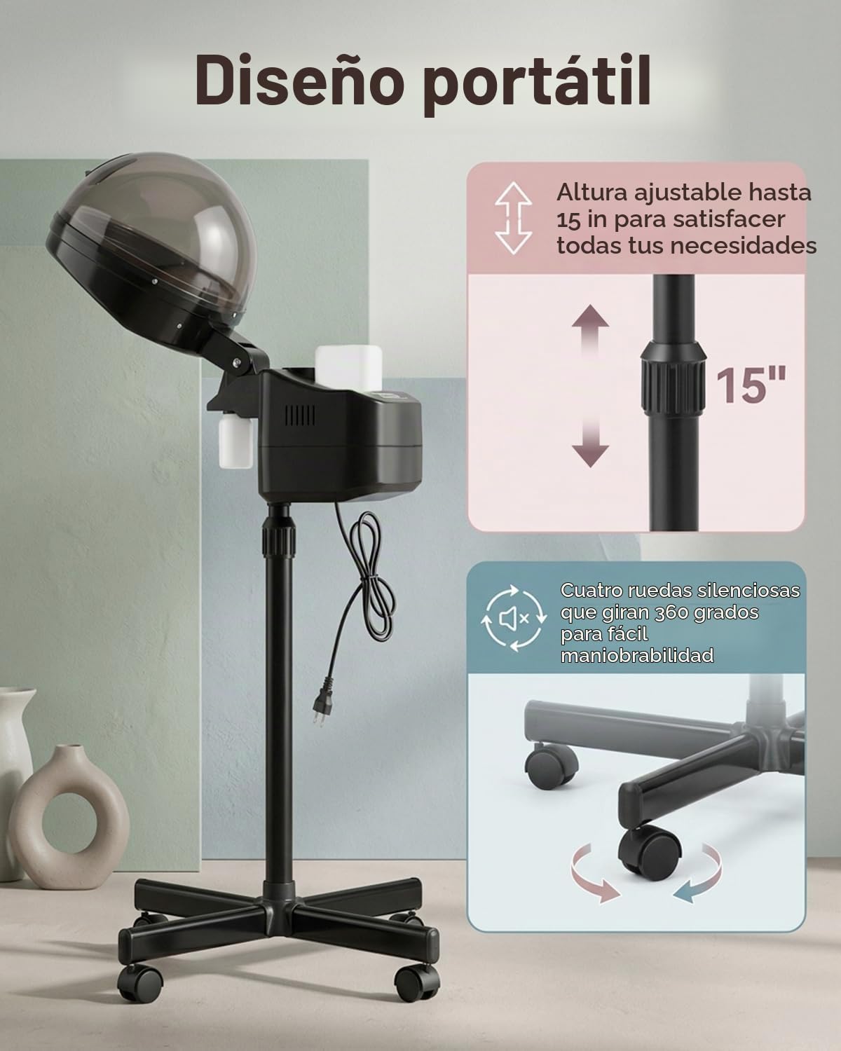 Vaporizador profesional para el cabello de altura ajustable, color...