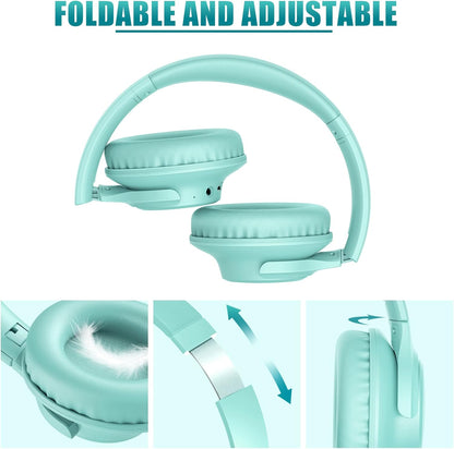 KVIDIO Auriculares Bluetooth sobre la oreja, 65 horas de reproducci...