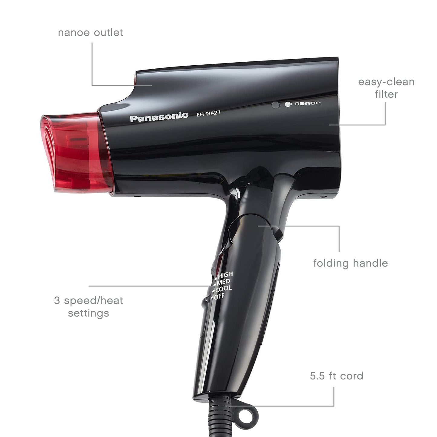 Secador de Cabello Compacto Panasonic nanoe para Cabello de Aspecto...