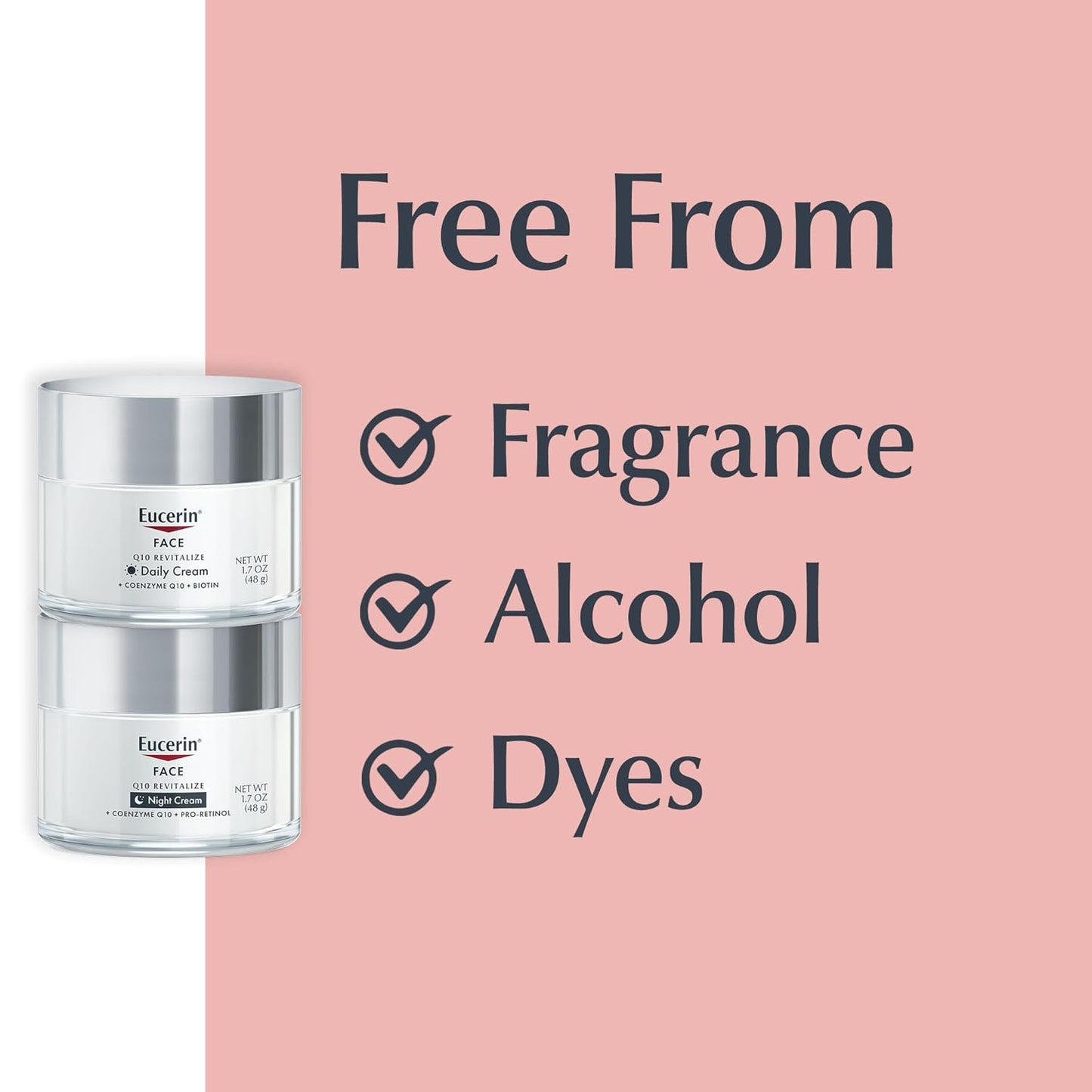 Eucerin Q10 - Set de cuidado de la piel, crema facial diaria antiarrugas con biotina (1.7 onzas) + crema de noche antiarrugas con Pro-Retinol (1.7 onzas), hidratante facial sin fragancia para todo