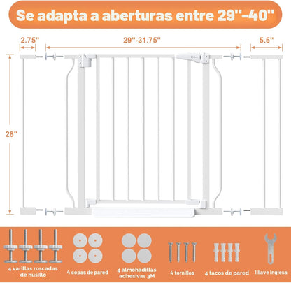 Cideny Puerta para bebé sin taladrar, puerta para perros de 29 a 40...