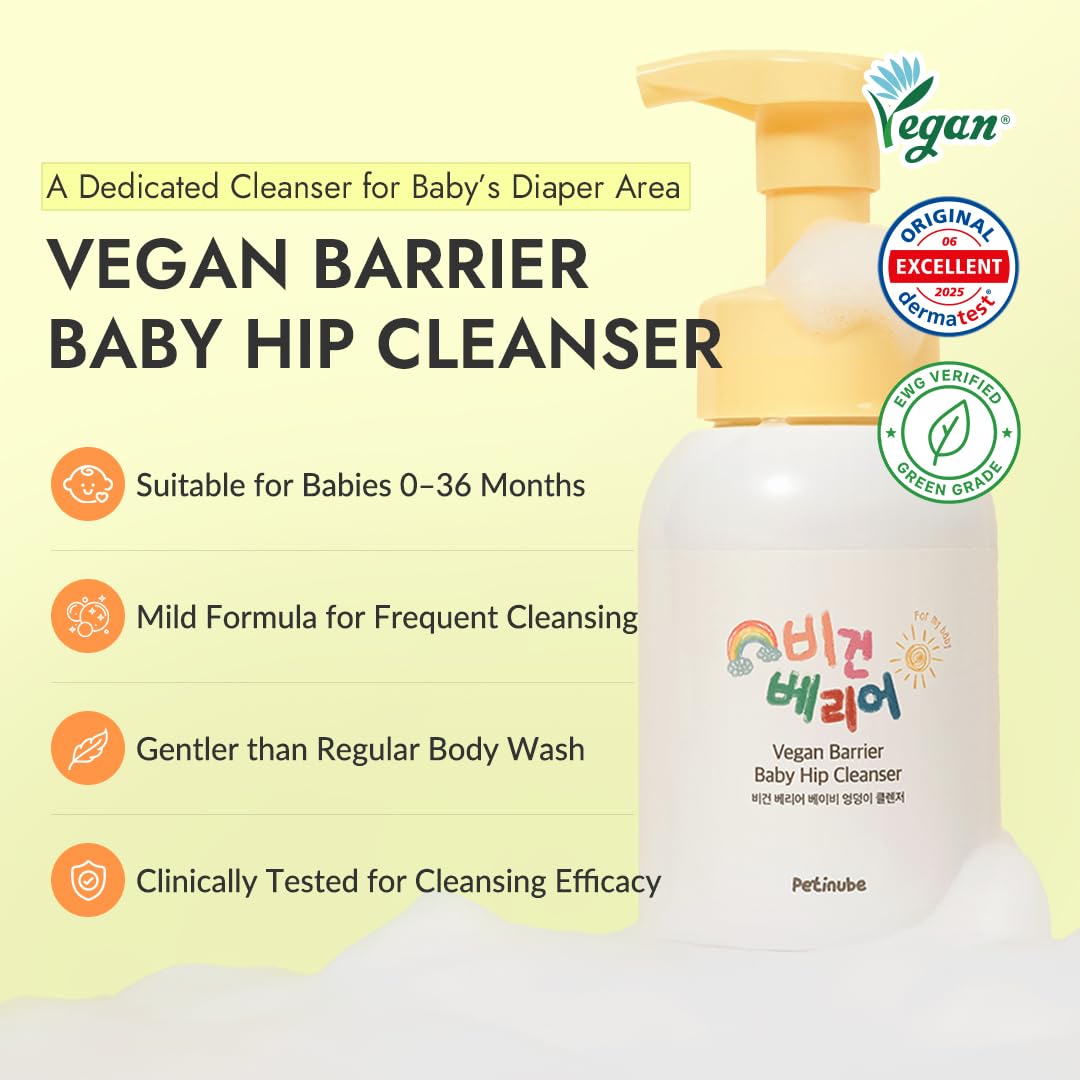 PETINUBE Vegan Barrier - Juego de limpiador de cadera para bebé, la...