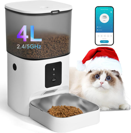 ANDOLL HOME Comedero automático para gatos 2.4G\/5G, dispensador de...