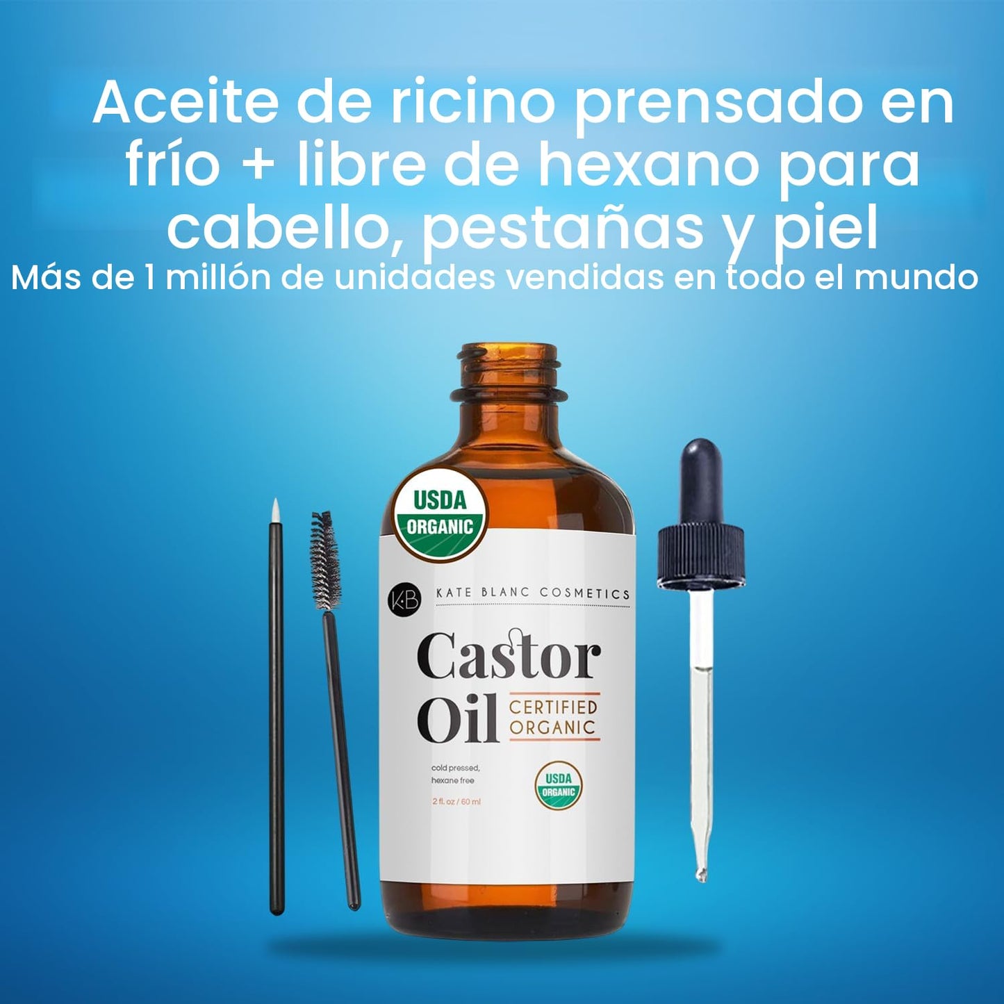 Kate Blanc Cosmetics Aceite de ricino orgánico para cabello, pestañ...