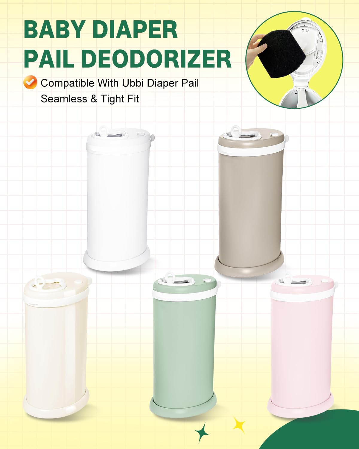 Paquete de 12 desodorantes para cubos de pañales para bebés compati...