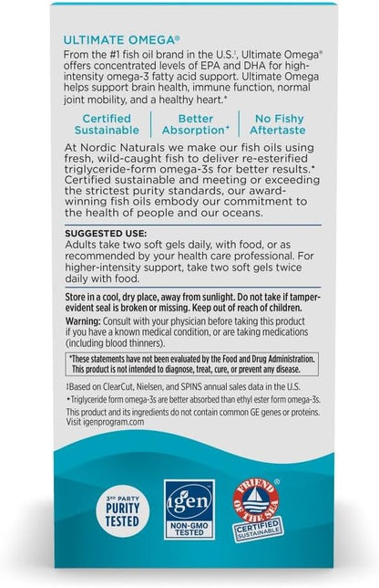 Nordic Naturals Ultimate Omega, sabor a limón, 120 cápsulas blandas...