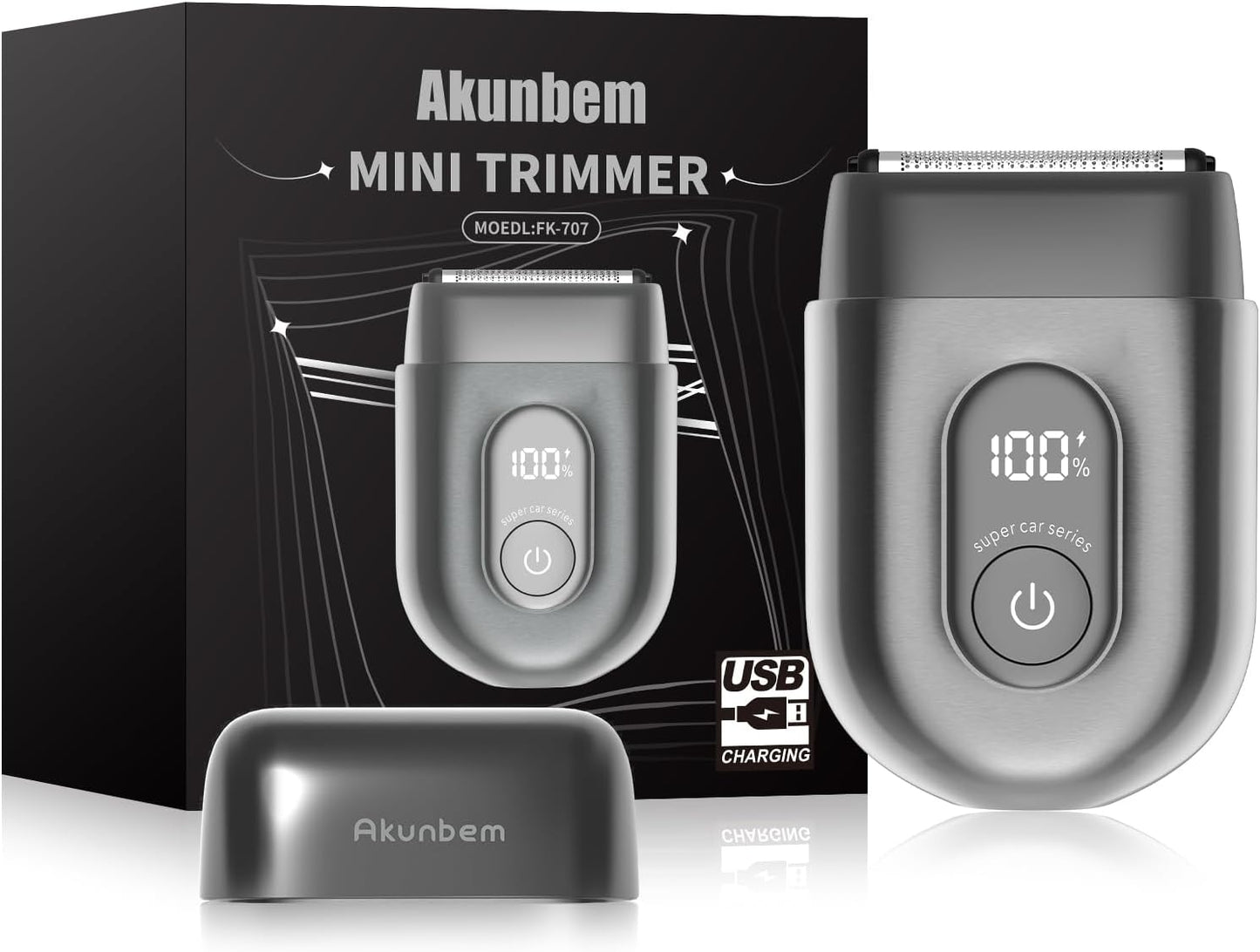 Maquinilla de afeitar eléctrica para hombres, mini afeitadora eléctrica para hombres, afeitadora portátil de lámina con 3 cuchillas de afeitar flotantes mejoradas, uso húmedo/seco, pantalla