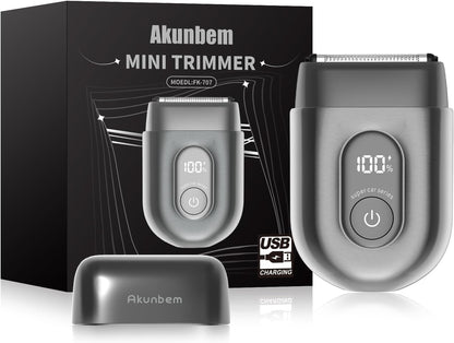 Maquinilla de afeitar eléctrica para hombres, mini afeitadora eléctrica para hombres, afeitadora portátil de lámina con 3 cuchillas de afeitar flotantes mejoradas, uso húmedo/seco, pantalla