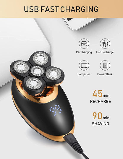 Afeitadoras eléctricas para hombres, afeitadoras 5 en 1 de cabeza c...