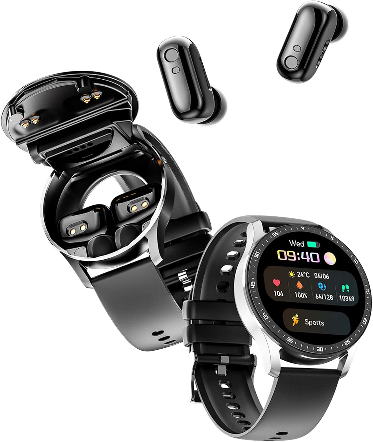 HYDZXINGW Reloj inteligente con auriculares, 2 en 1 TWS inalámbrico...