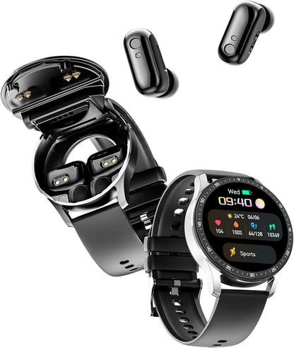HYDZXINGW Reloj inteligente con auriculares, 2 en 1 TWS inalámbrico...