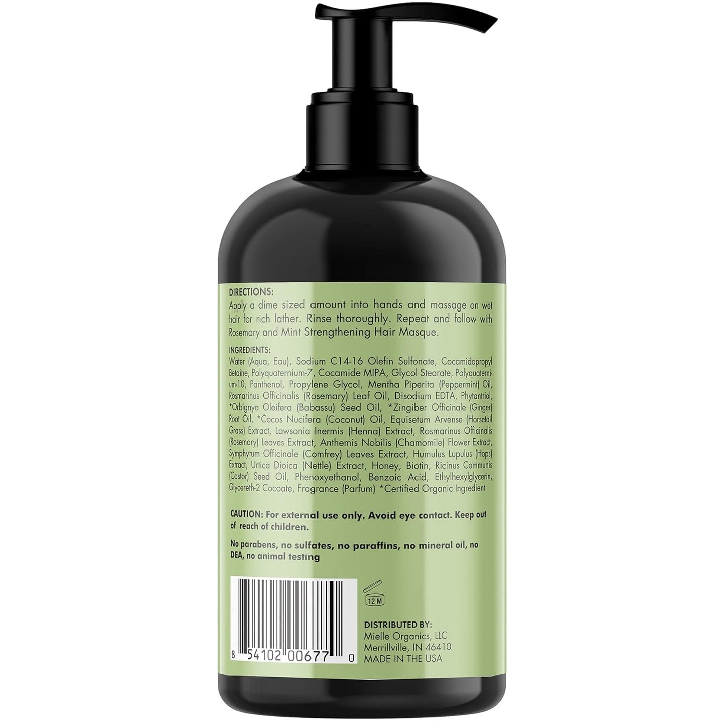 Mielle Organics - Champú fortalecedor de romero y menta con biotina...