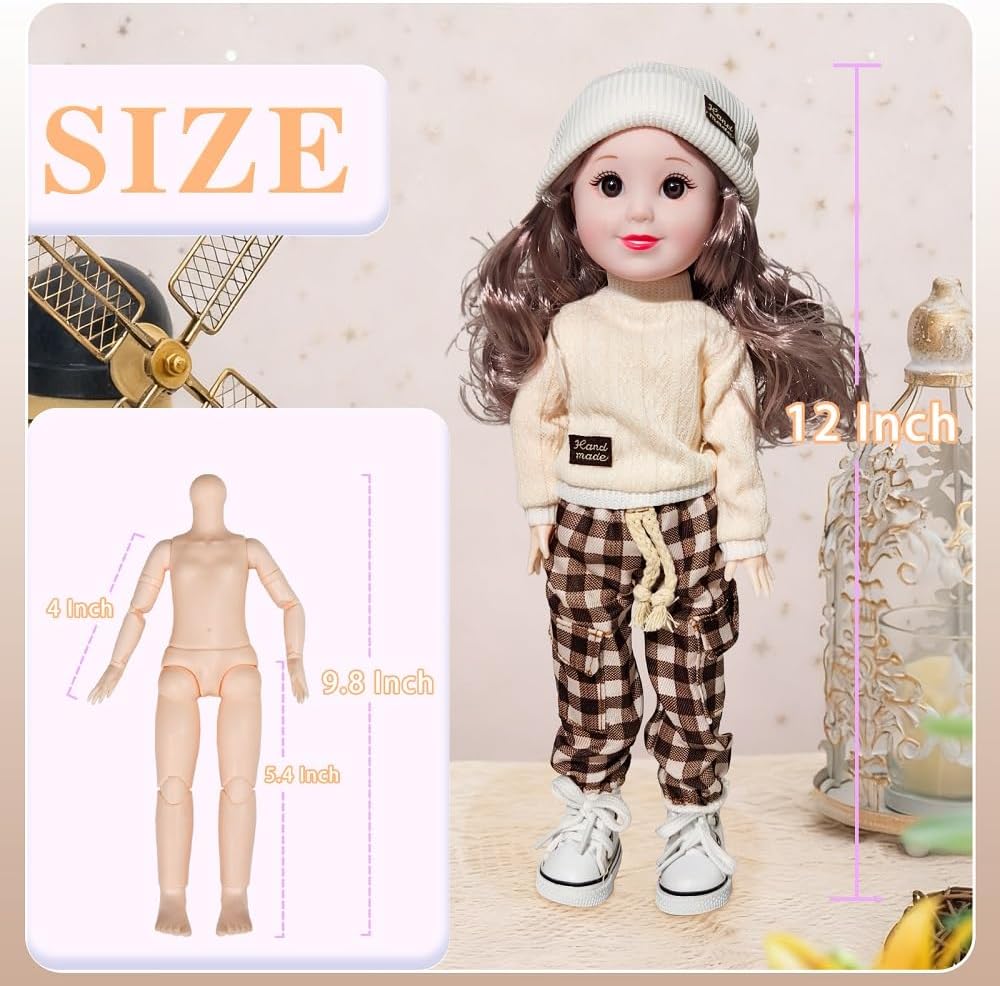Coconutlin 12 Pulgadas BJD Muñeca de Moda para Niña, 15 Articulacio...