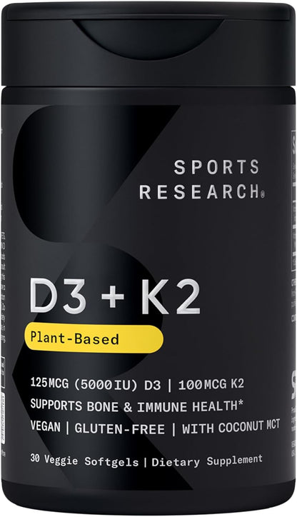 Sports Research Suplemento Vegano de Vitamina D3 + K2 con Aceite de...