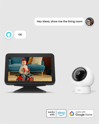 youkey Cámara interior HD de 2.5 K para mascotas, chat de audio bid...