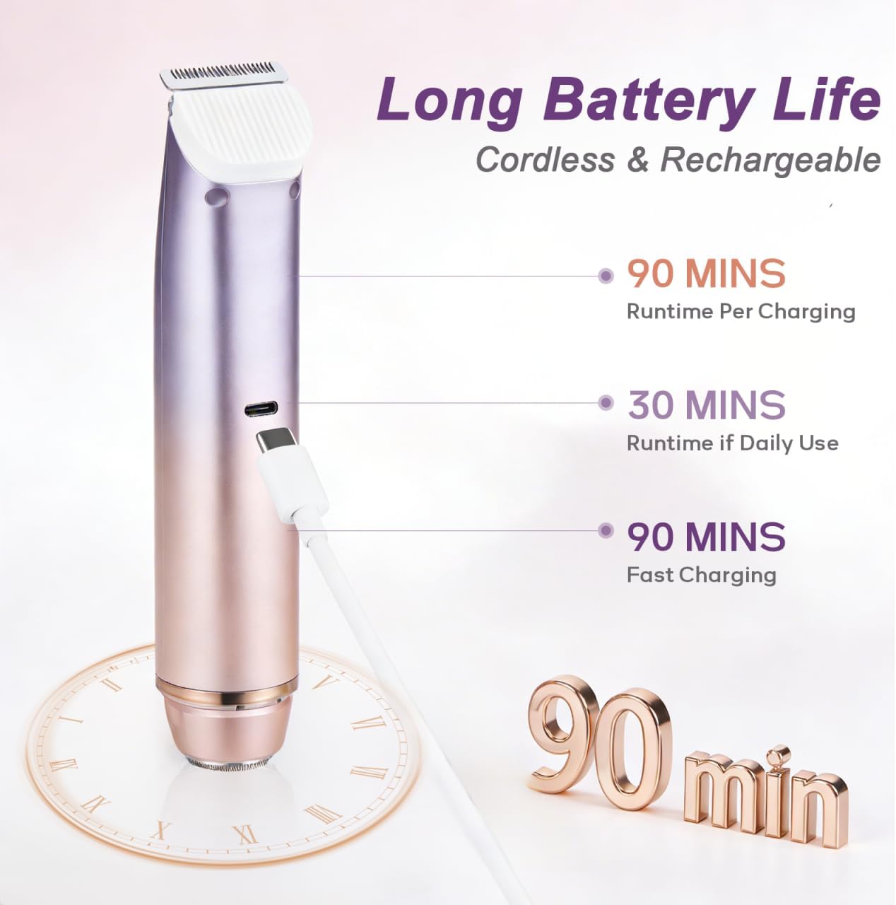 Recortadora de bikini para mujer, maquinilla de afeitar eléctrica d...