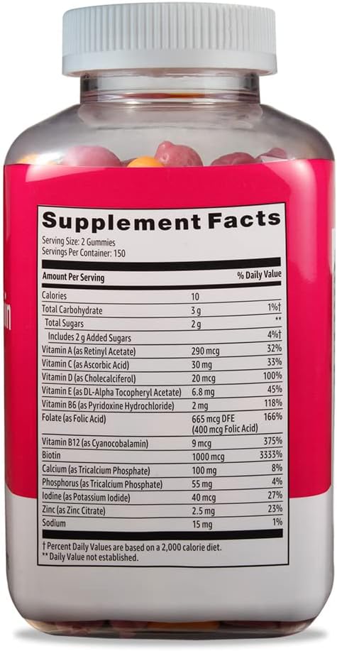 Amazon Basics Multivitamínico para mujeres, sabor a bayas mixtas, v...