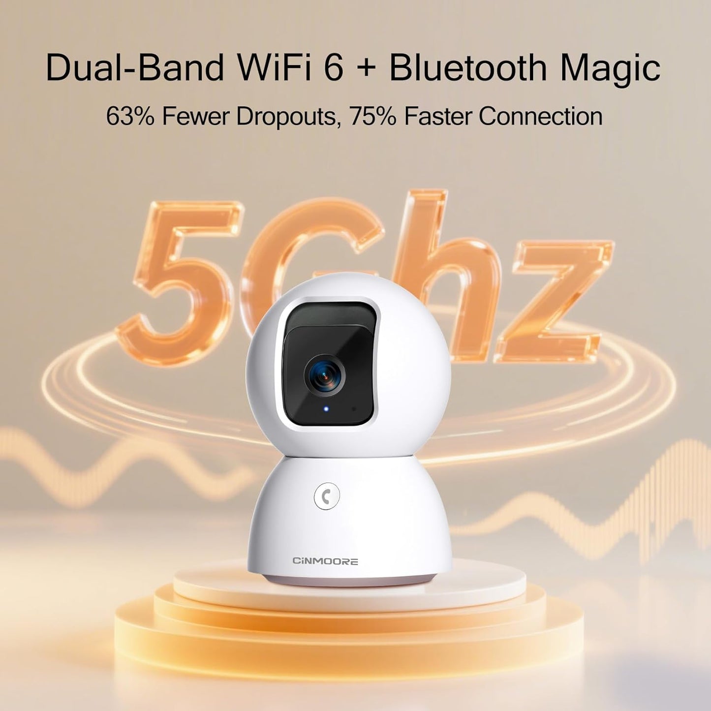 CINMOORE Cámara interior 5G, cámara 3K para mascota\/perro con apli...