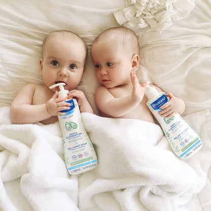 Mustela Set de regalo para la hora del baño para bebés, esenciales para el cuidado de la piel del bebé con aguacate natural, contiene loción corporal Hydra Bebe de 10.14 onzas líquidas y gel limpiador suave de 16.9 onzas líquidas, juego de 2 artículos