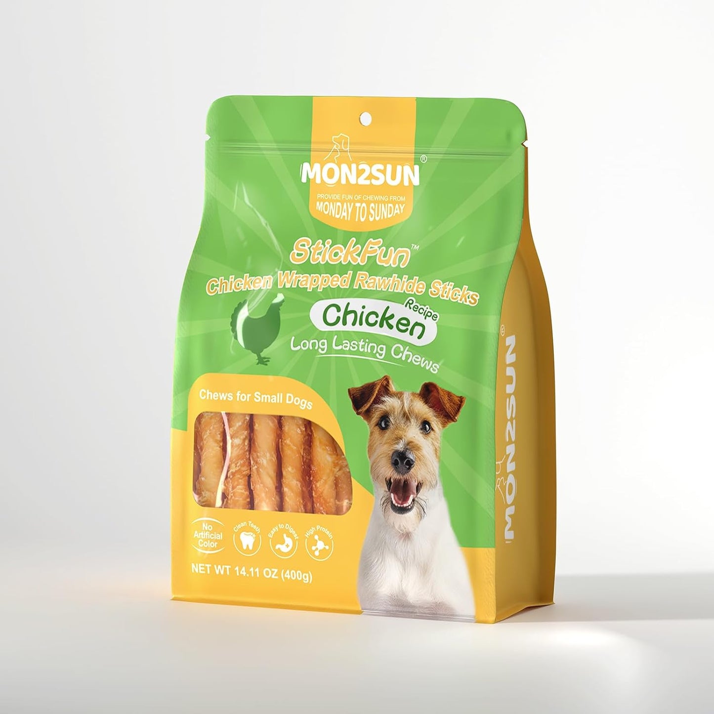 MON2SUN Golosinas para perros, palitos de piel de pollo torcida de...