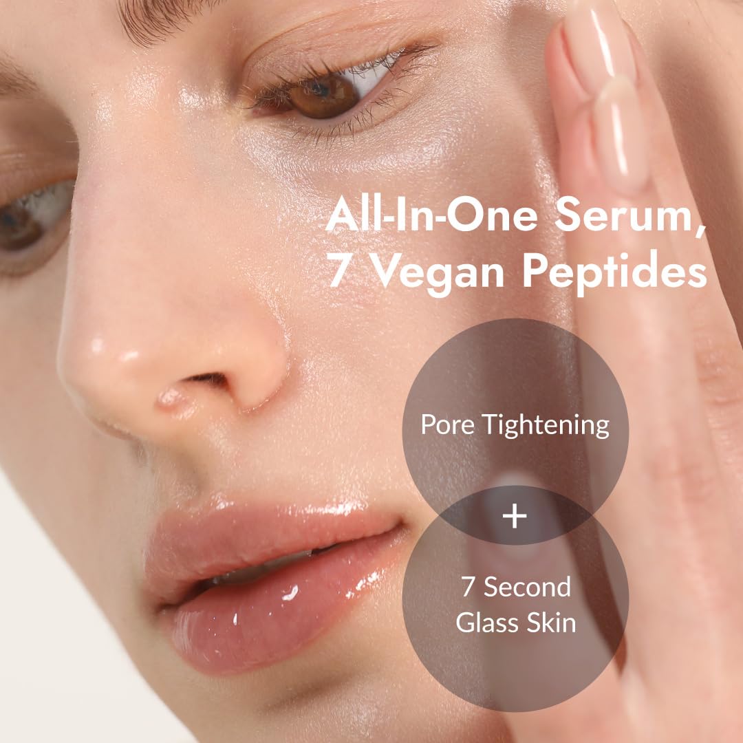 MIZON 7 Suero de refuerzo de péptidos veganos suero facial coreano antienvejecimiento con niacinamida y ácido hialurónico, hidratante, reafirmante y suavizante, cuidado de la piel para líneas finas y