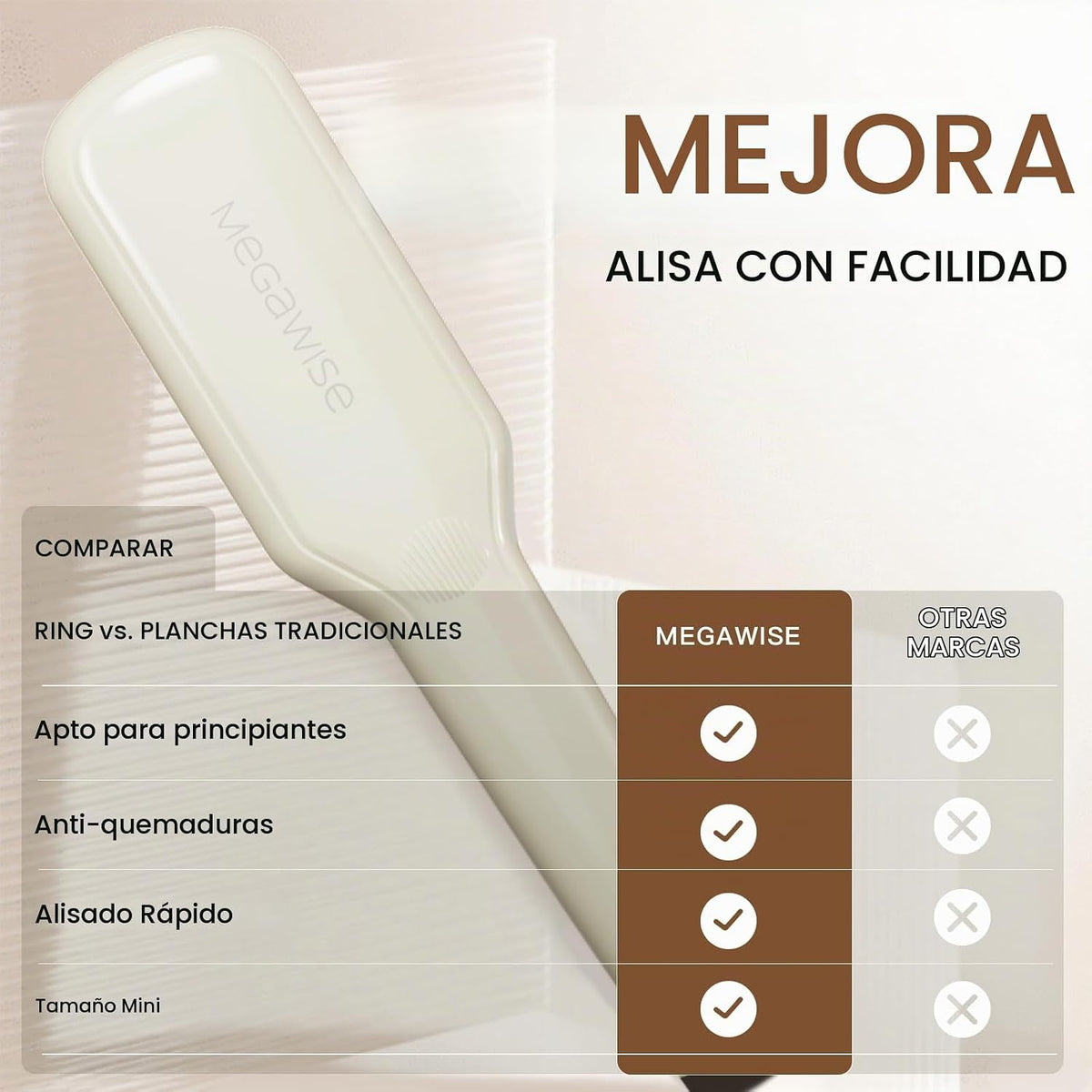 MEGAWISE Cepillo alisador de cabello, cepillo iónico calentado | Fu...