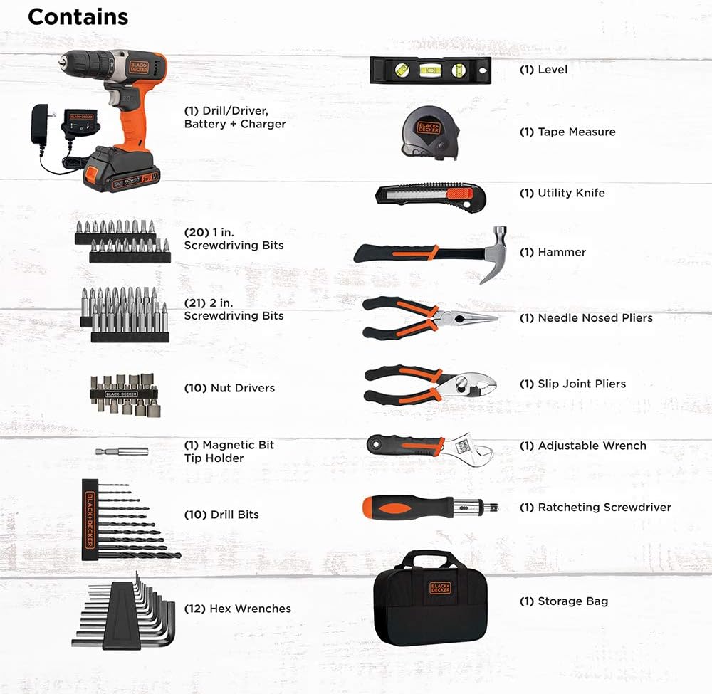 beyond by BLACK+DECKER Kit de herramientas para el hogar con taladr...