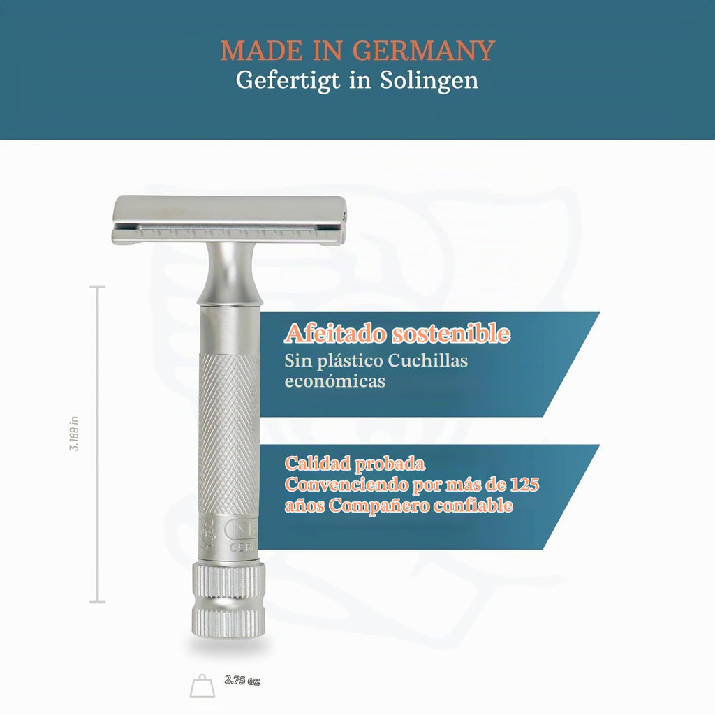 MERKUR 34 Maquinilla de afeitar de seguridad de doble filo, cromo m...
