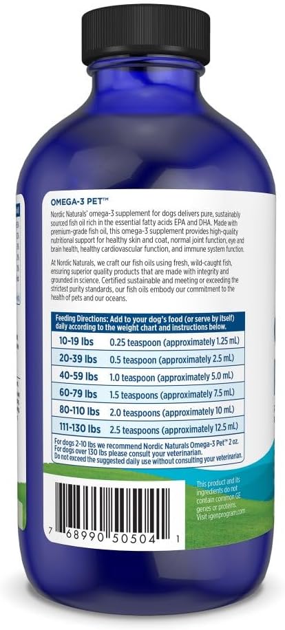 Nordic Naturals Omega-3 para mascotas, sin sabor, 8 onzas, 1380 mg...
