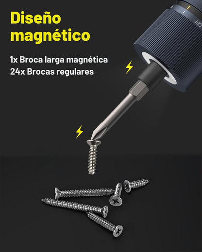 HOTO Kit de destornillador eléctrico mejorado de 25 piezas, hexagon...