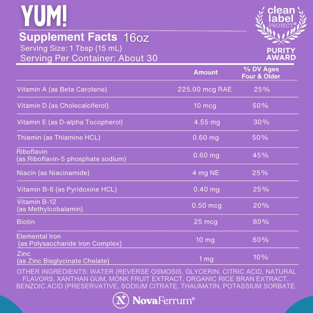 NovaFerrum Yum 16 onzas líquidas | Multivitamínico con hierro para...