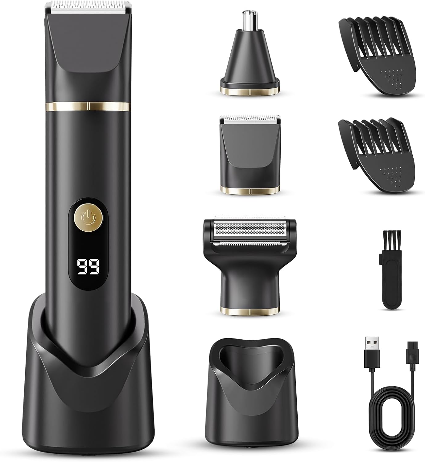 Cortadora de barba para hombres, afeitadora eléctrica IPX7 resisten...