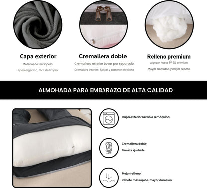 ALLOPERA Almohada de embarazo de 57 pulgadas para dormir, almohada...