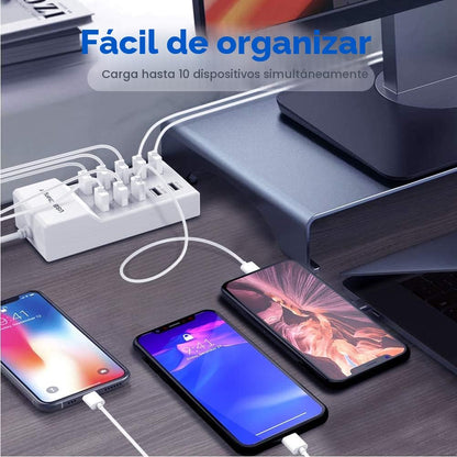 Estación de carga de pared USB de 10 puertos con carga rápida, tecn...