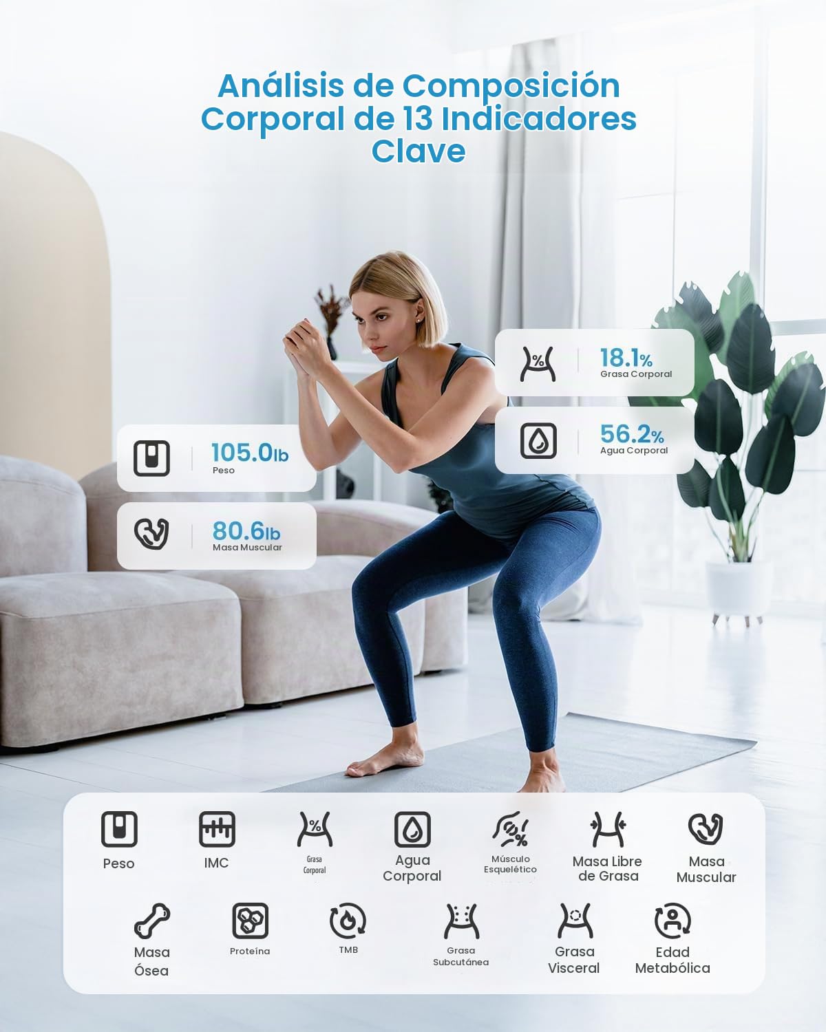 RENPHO Báscula inteligente para peso corporal, IMC y grasa corporal...